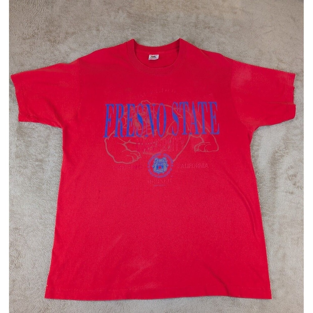 Vintage‎ Fresno State University Bulldogs Red XL T-Shirt 1992 Single Stitch USA